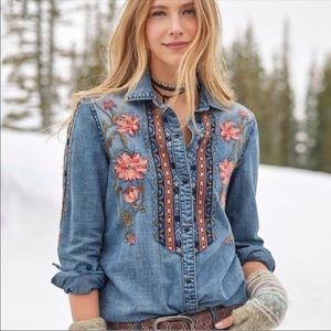 Driftwood Sandy Embroidered Denim SnapButton Shirt